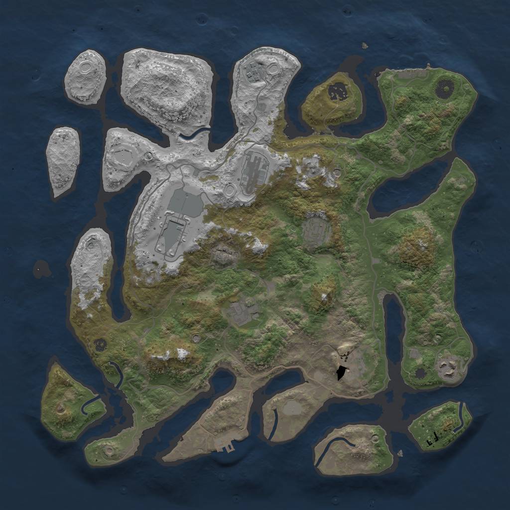 Rust Map: Procedural Map, Size: 4000, Seed: 186837834, 16 Monuments