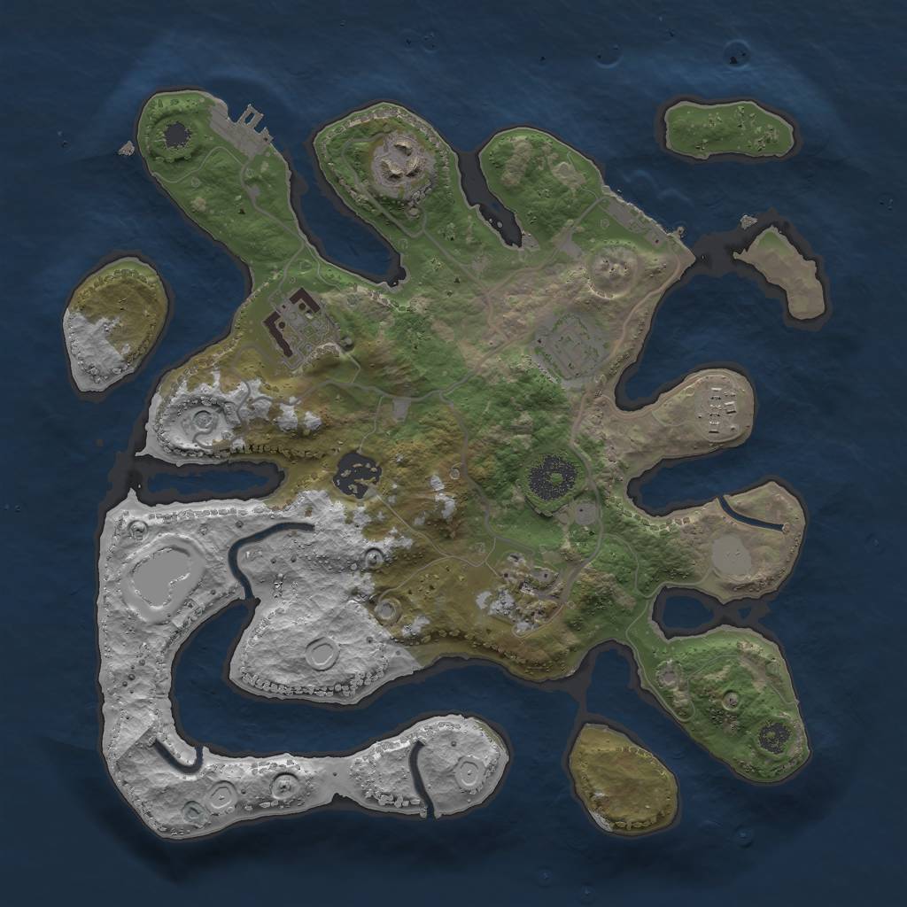 Rust Map: Procedural Map, Size: 3000, Seed: 3434342, 14 Monuments