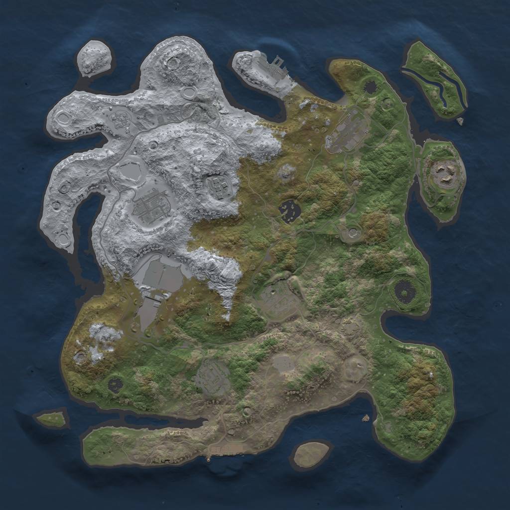 Rust Map: Procedural Map, Size: 3500, Seed: 80801234, 16 Monuments