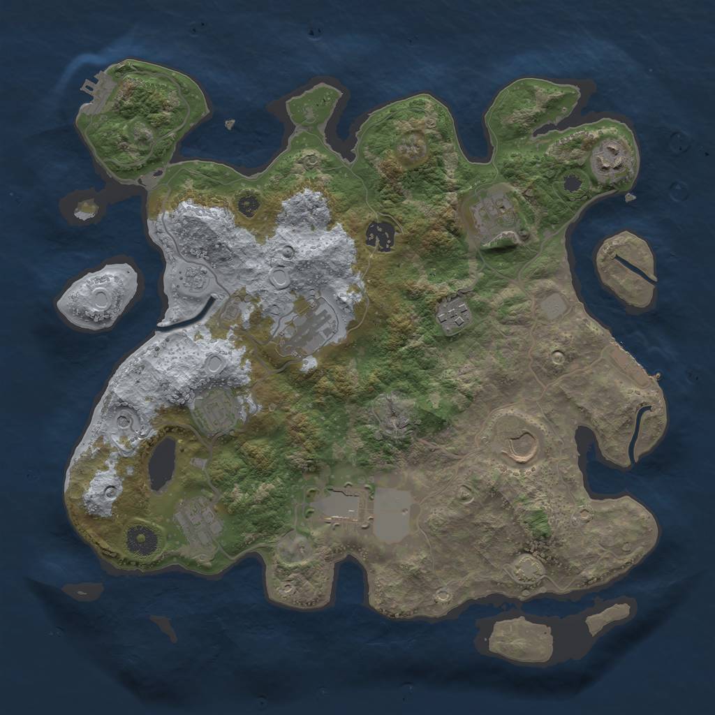 Rust Map: Procedural Map, Size: 3500, Seed: 75484779, 17 Monuments