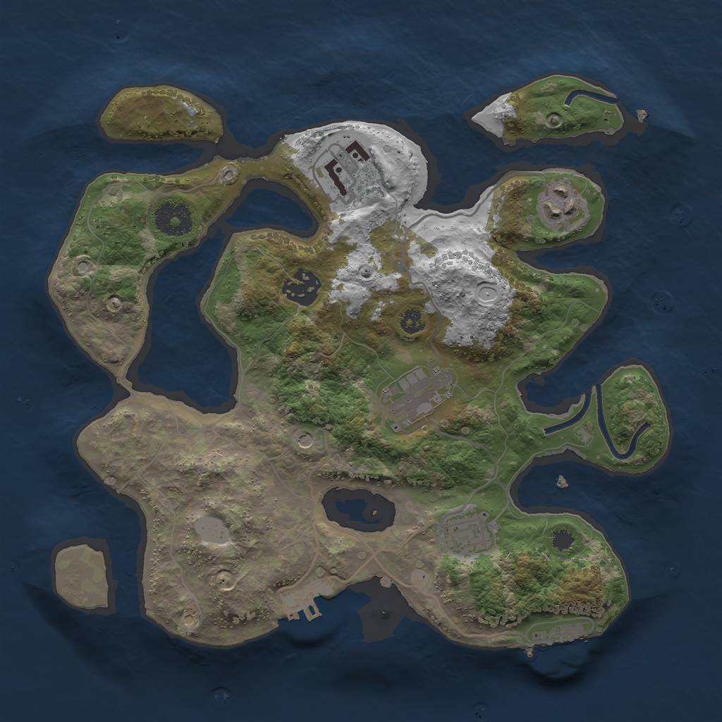 Rust Map: Procedural Map, Size: 3000, Seed: 34343422, 13 Monuments