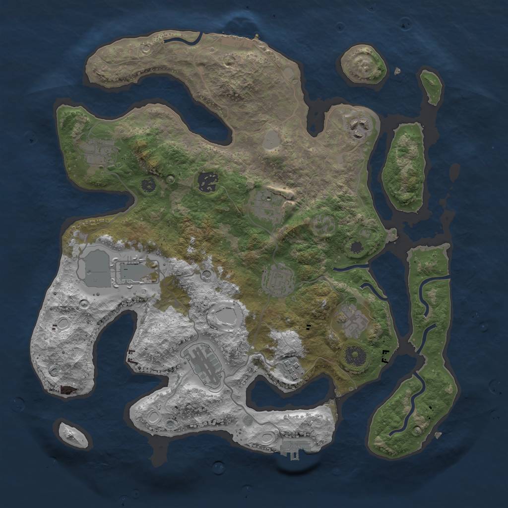 Rust Map: Procedural Map, Size: 3600, Seed: 1744036260, 17 Monuments