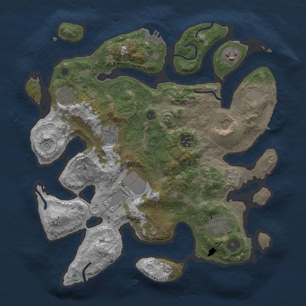 Rust Map: Procedural Map, Size: 3500, Seed: 430086433, 16 Monuments