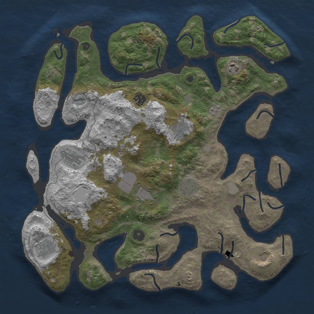 Rust Map: Procedural Map, Size: 4050, Seed: 1233456789, 15 Monuments