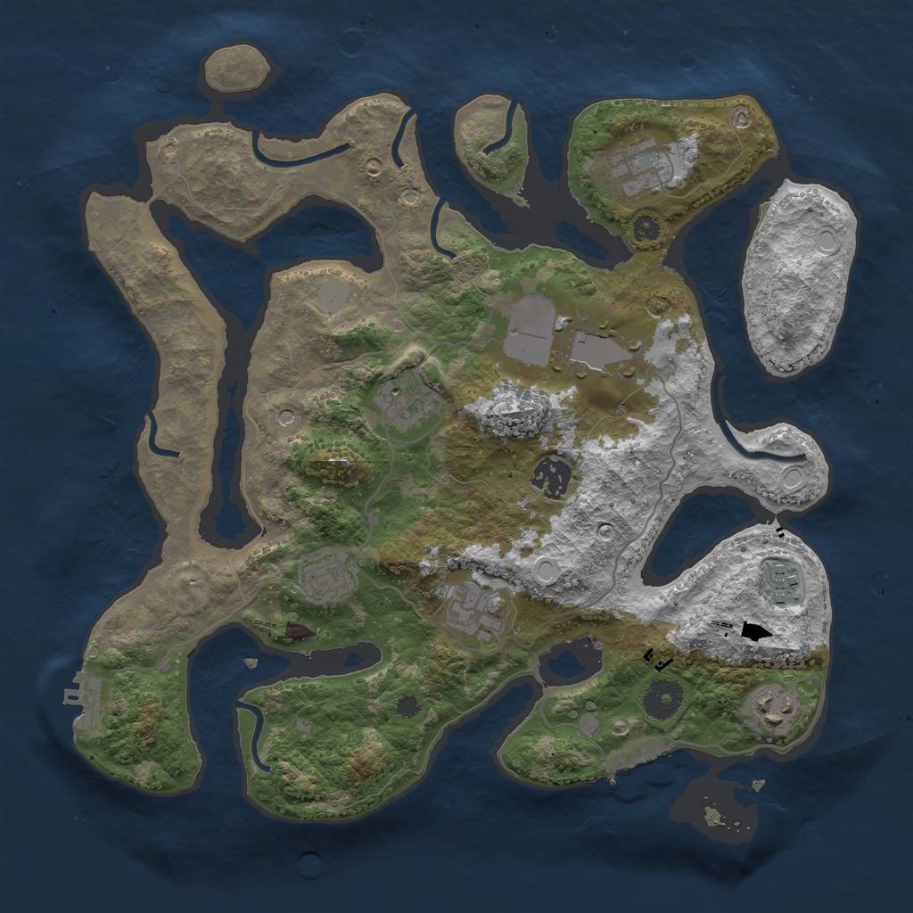 Rust Map: Procedural Map, Size: 3500, Seed: 1543879733, 16 Monuments