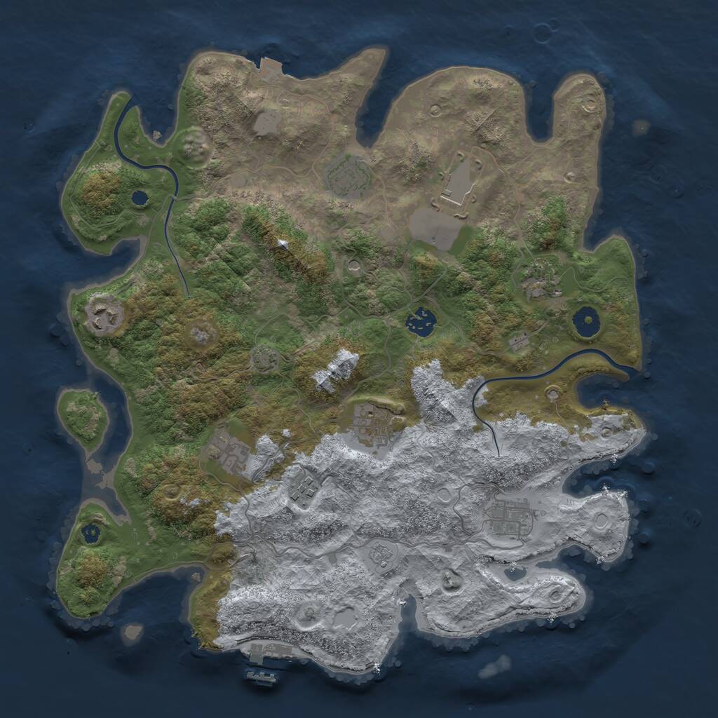Rust Map: Procedural Map, Size: 3800, Seed: 761775916, 14 Monuments