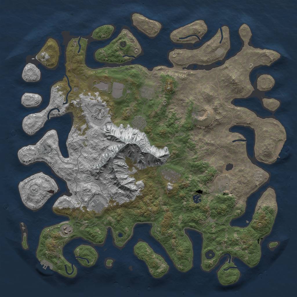 Rust Map: Procedural Map, Size: 5000, Seed: 680004906, 19 Monuments