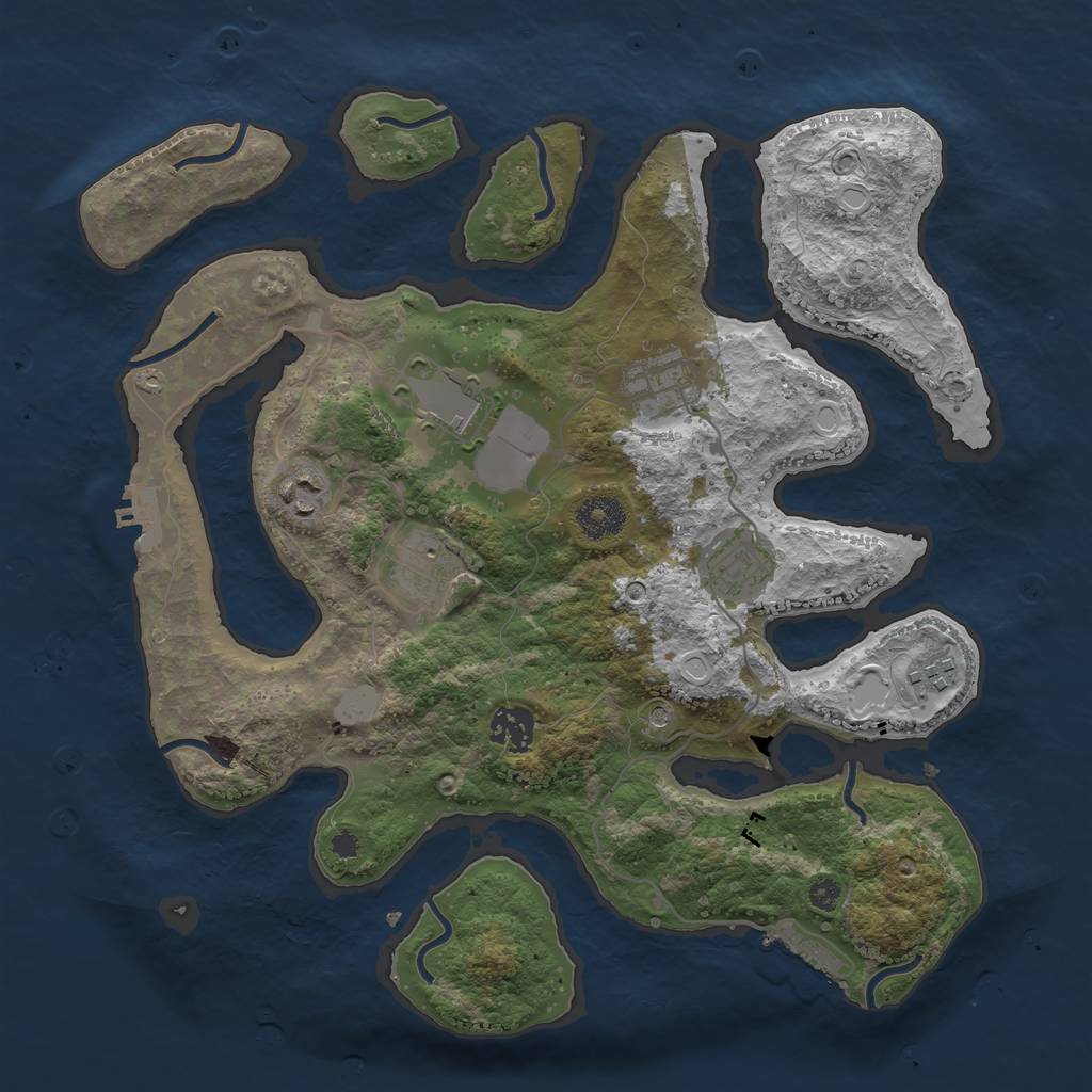Rust Map: Procedural Map, Size: 3500, Seed: 1656835349, 15 Monuments