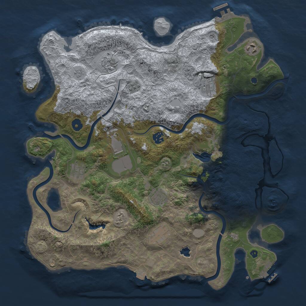Rust Map: Procedural Map, Size: 4050, Seed: 241852874, 15 Monuments
