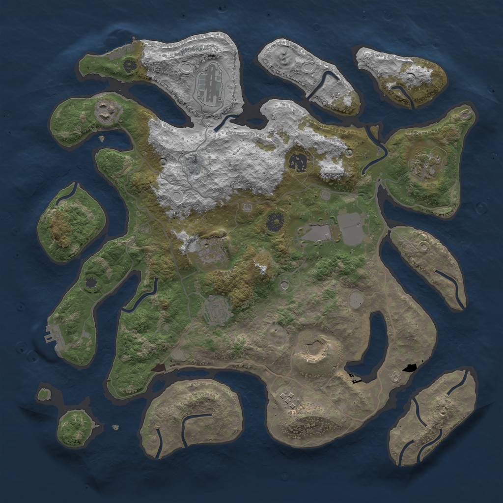 Rust Map: Procedural Map, Size: 4000, Seed: 364943504, 17 Monuments