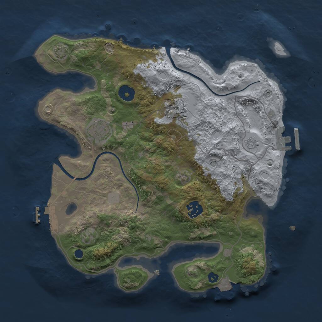 Rust Map: Procedural Map, Size: 3000, Seed: 1429273463, 9 Monuments
