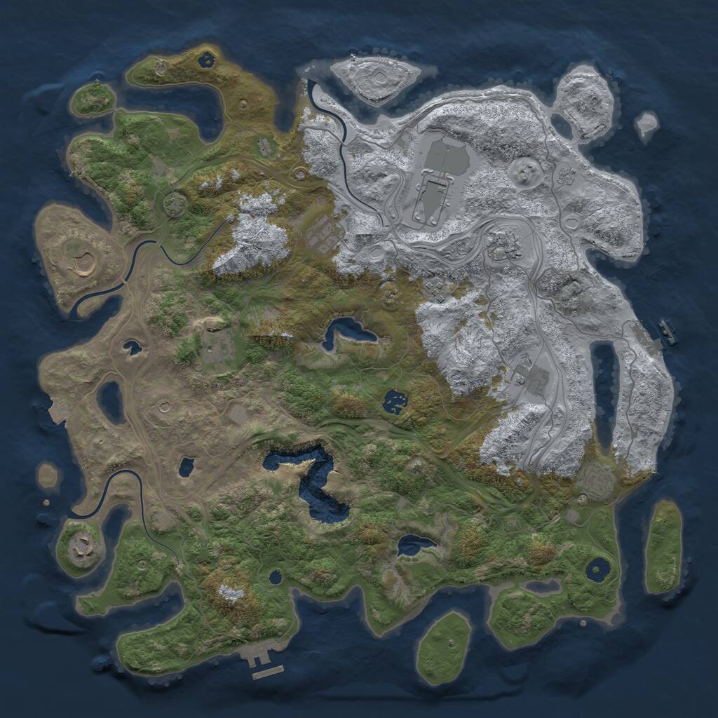 Rust Map: Procedural Map, Size: 4500, Seed: 1716661754, 16 Monuments