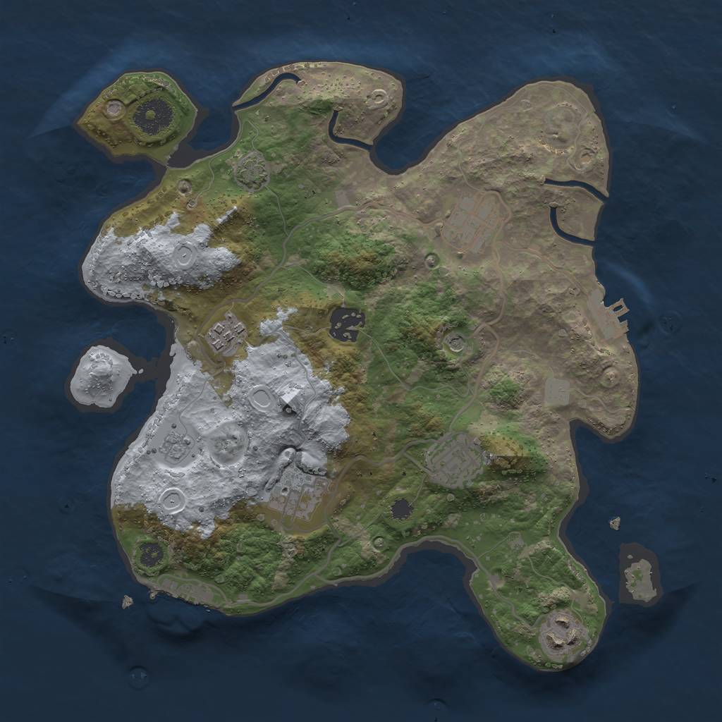 Rust Map: Procedural Map, Size: 3000, Seed: 728911425, 14 Monuments