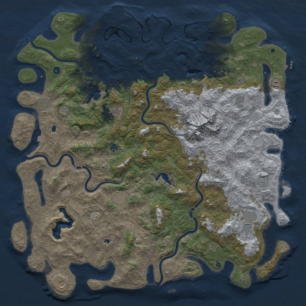 Rust Map: Procedural Map, Size: 6000, Seed: 93276805, 17 Monuments