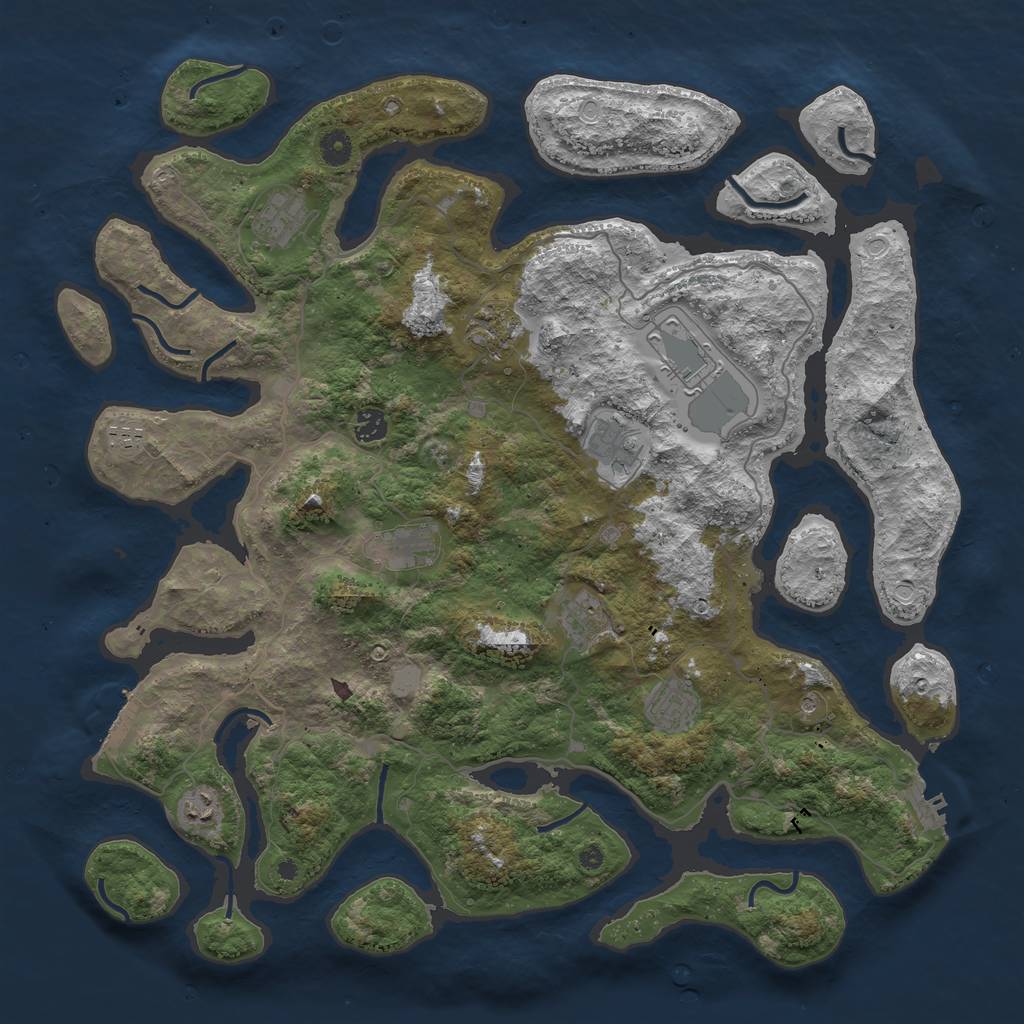 Rust Map: Procedural Map, Size: 4500, Seed: 215943442, 18 Monuments