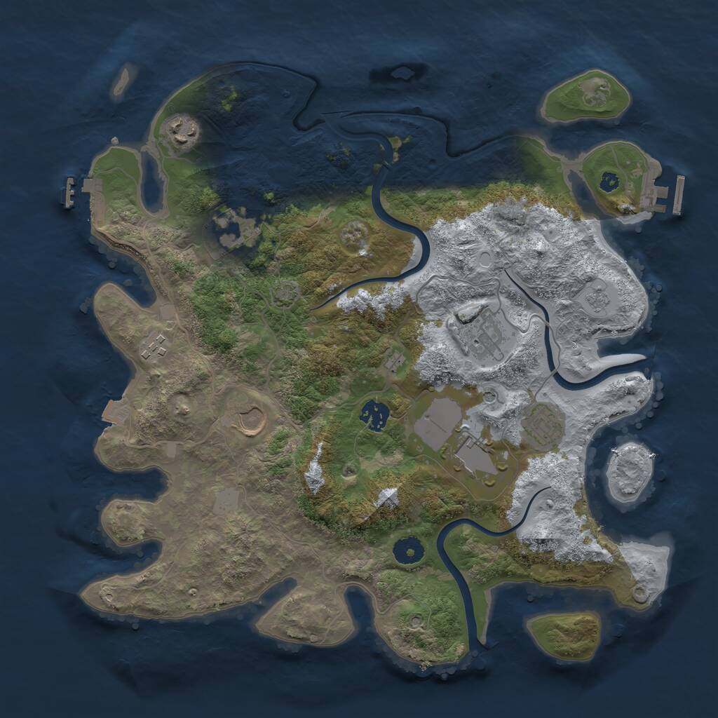 Rust Map: Procedural Map, Size: 3700, Seed: 40800020, 14 Monuments