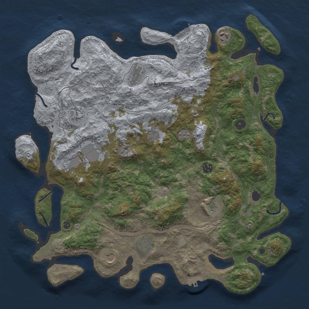 Rust Map: Procedural Map, Size: 4500, Seed: 1344911333, 18 Monuments