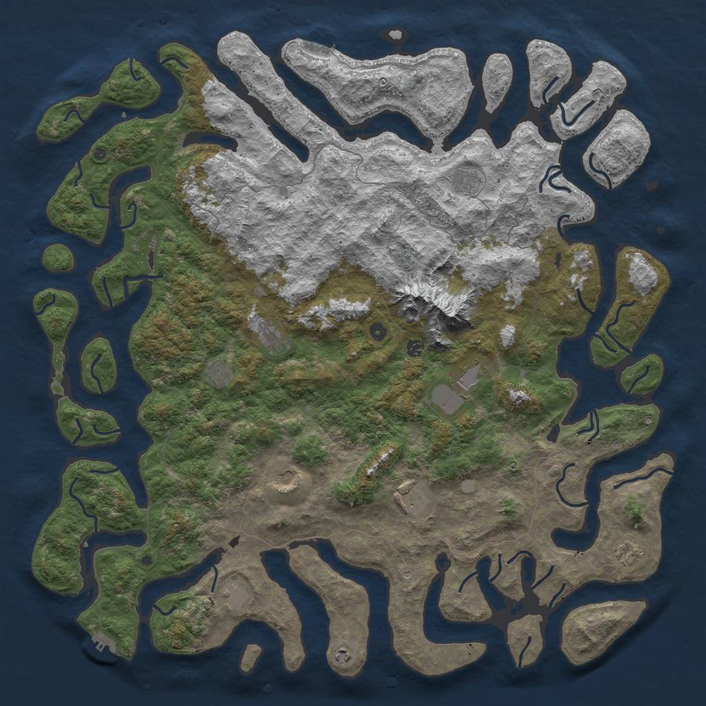 Rust Map: Procedural Map, Size: 6000, Seed: 248595412, 19 Monuments