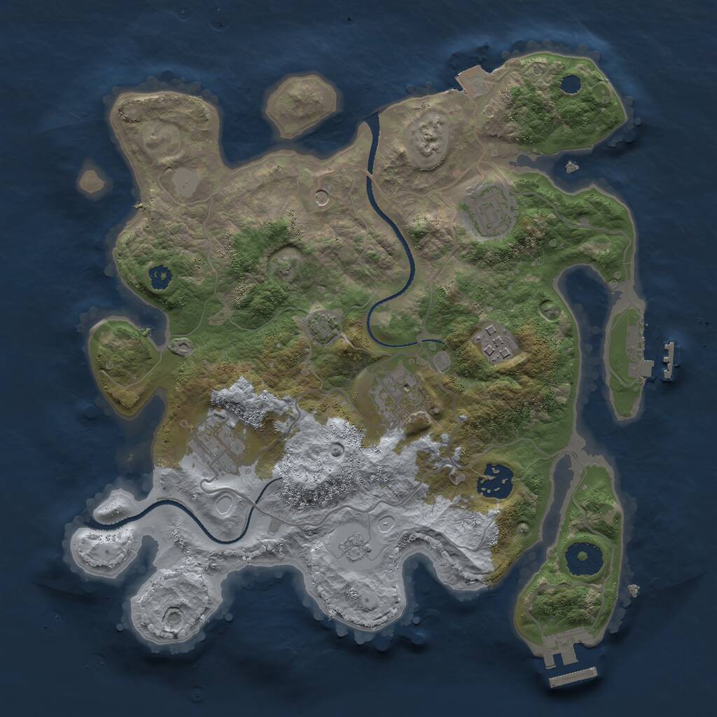 Rust Map: Procedural Map, Size: 3000, Seed: 1230189258, 11 Monuments