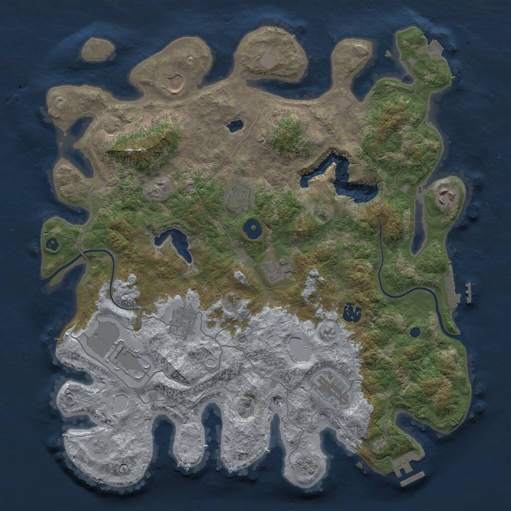 Rust Map: Procedural Map, Size: 4000, Seed: 2092583421, 15 Monuments