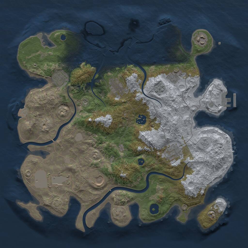 Rust Map: Procedural Map, Size: 3650, Seed: 1889987913, 15 Monuments