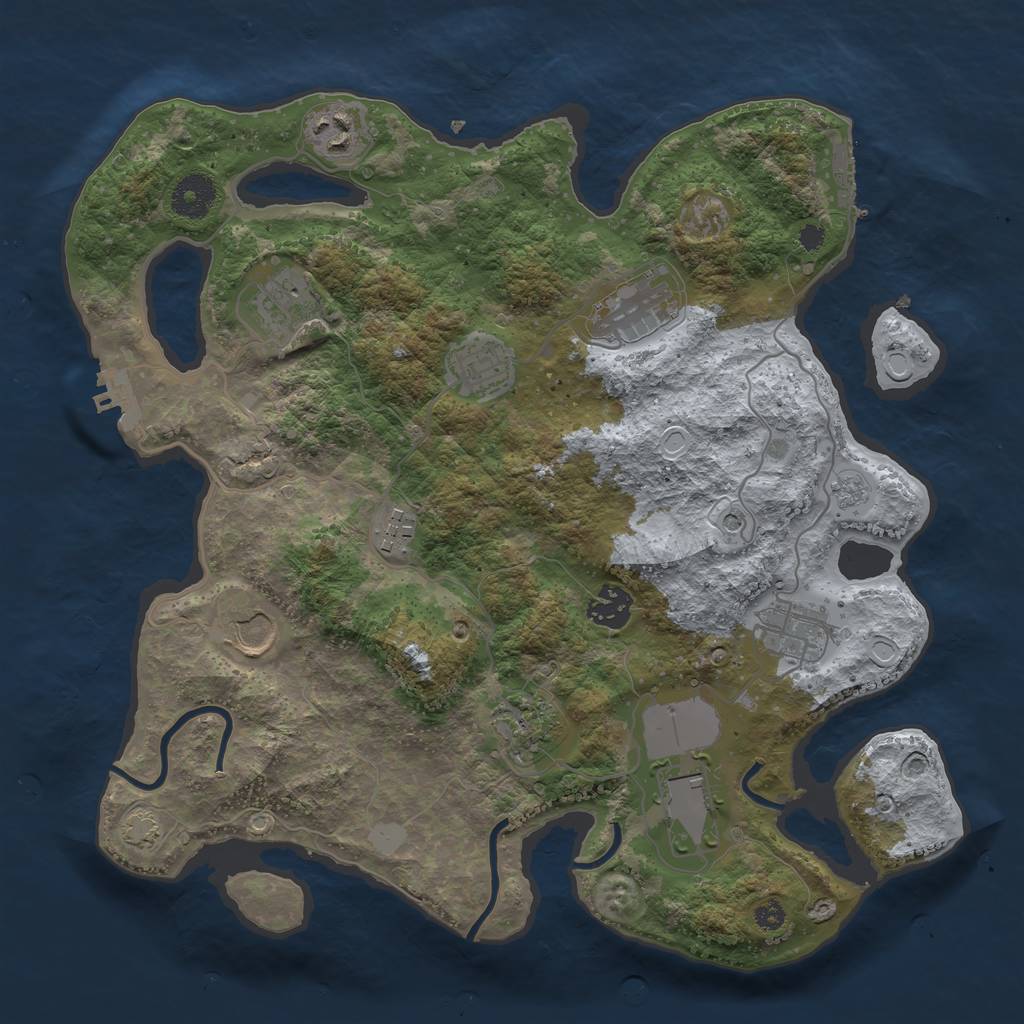 Rust Map: Procedural Map, Size: 3500, Seed: 344782660, 18 Monuments