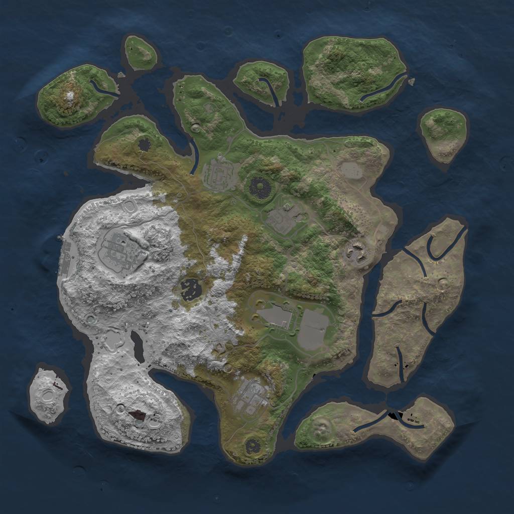 Rust Map: Procedural Map, Size: 3500, Seed: 684186, 13 Monuments