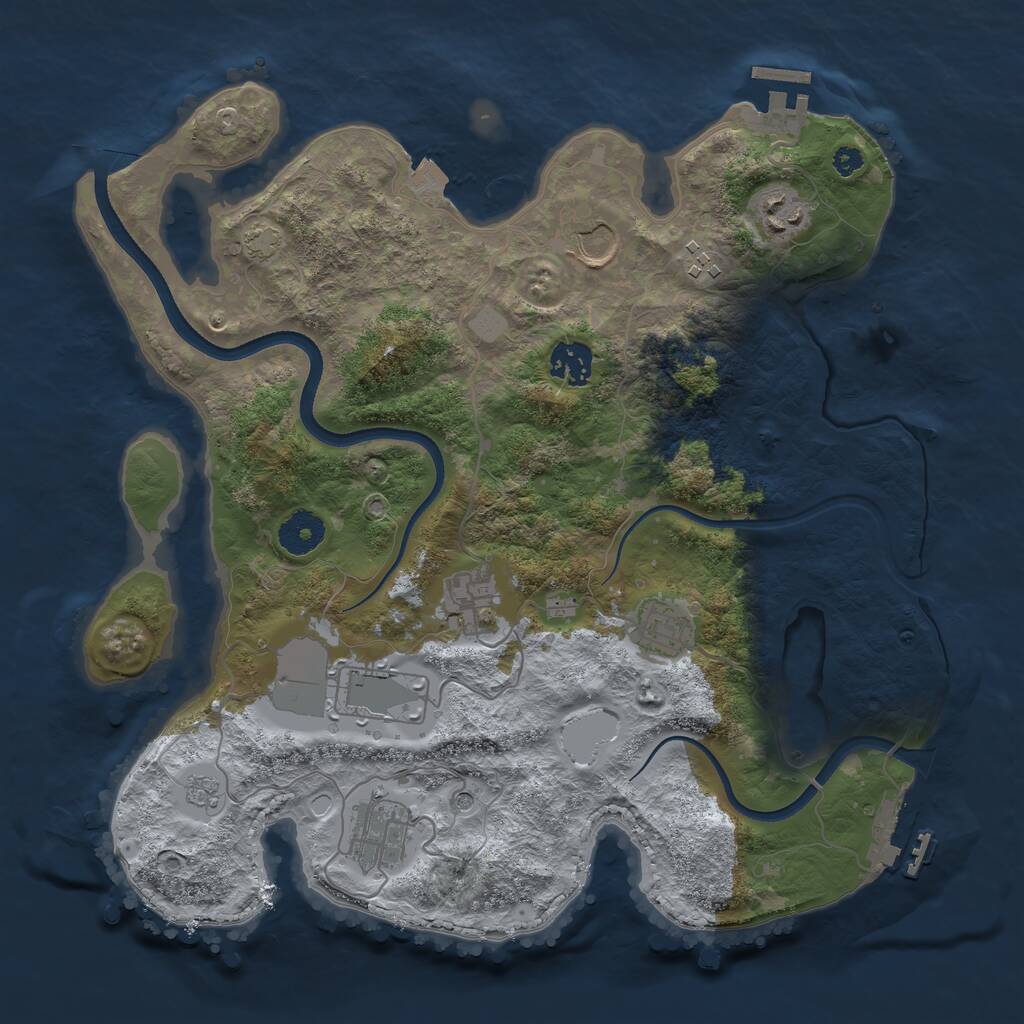 Rust Map: Procedural Map, Size: 3500, Seed: 753201, 14 Monuments