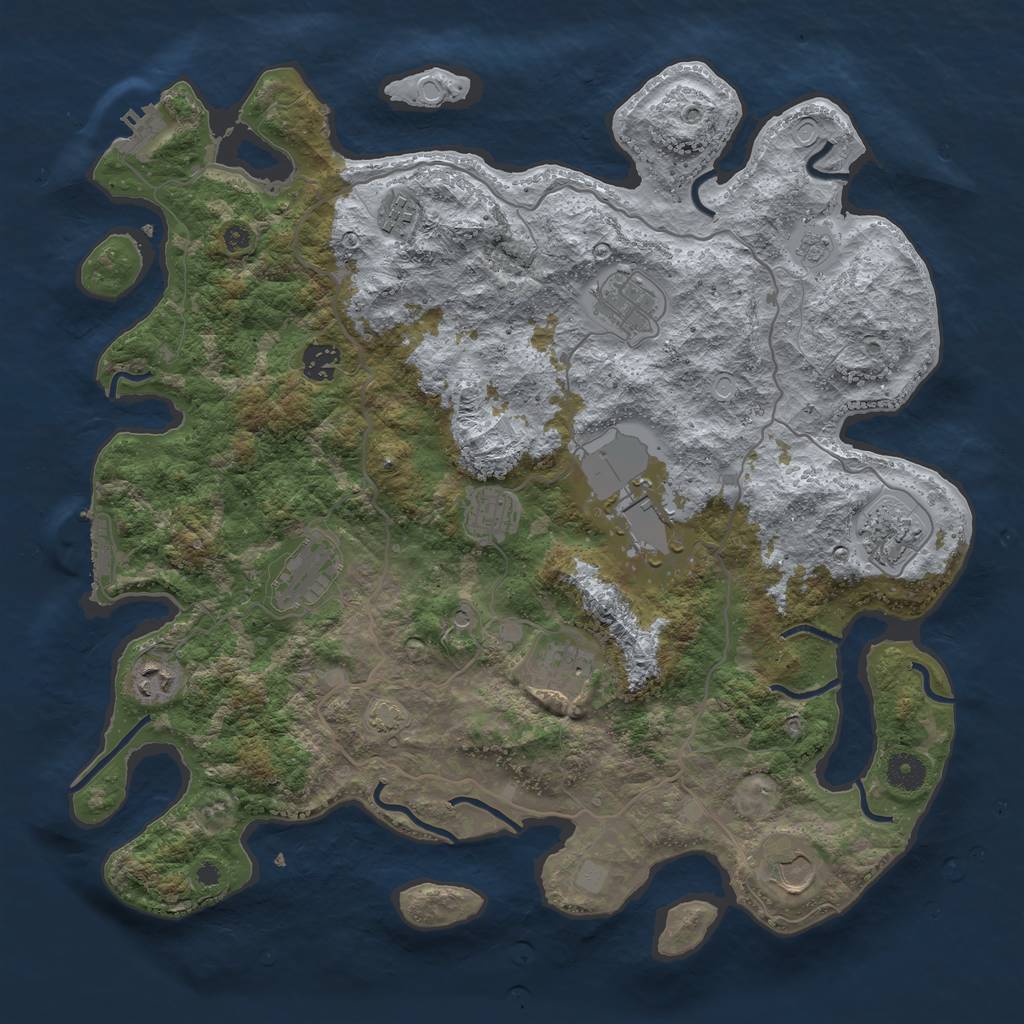 Rust Map: Procedural Map, Size: 4000, Seed: 387779, 18 Monuments