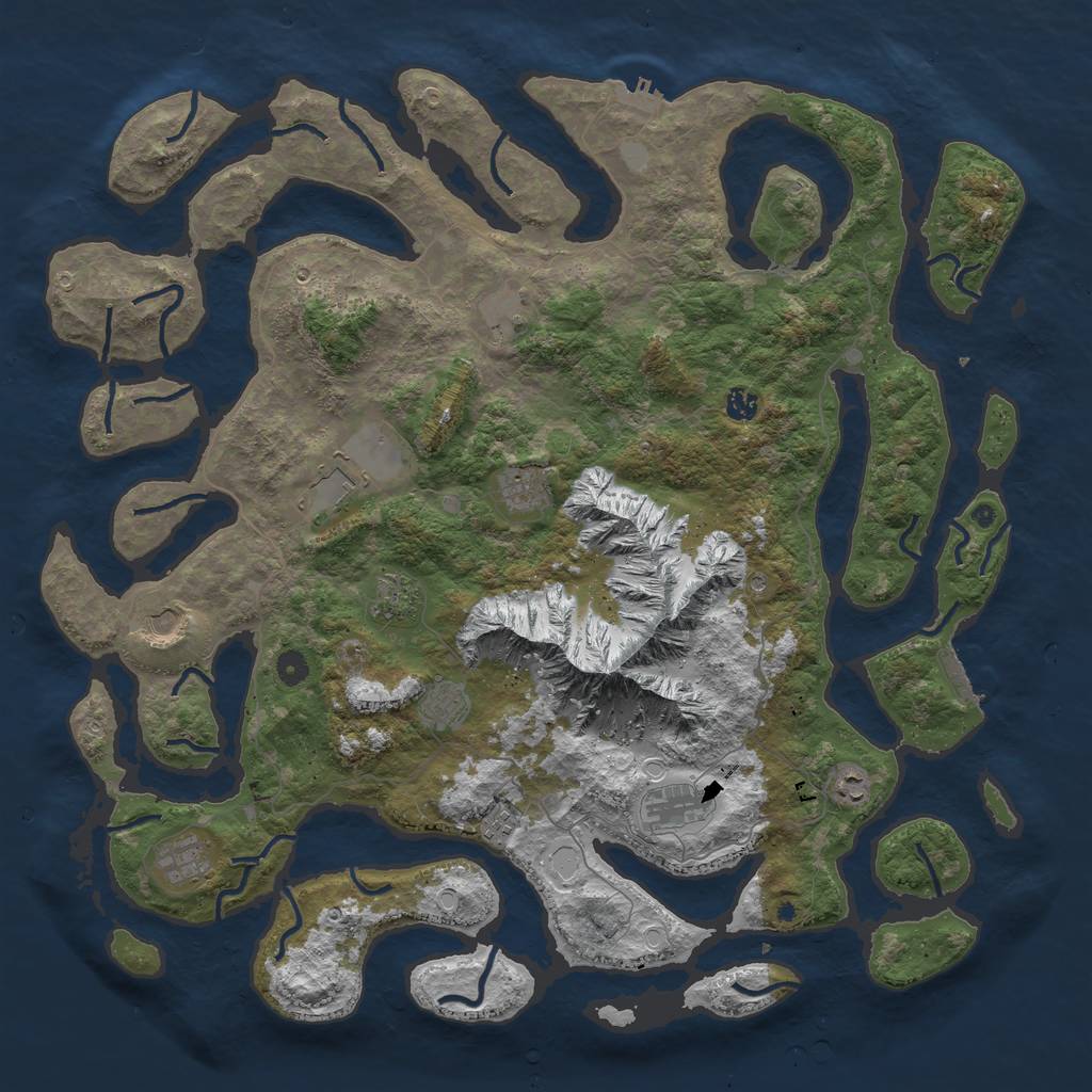 Rust Map: Procedural Map, Size: 5000, Seed: 34544, 19 Monuments