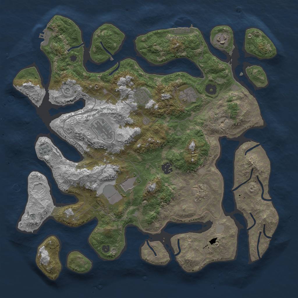 Rust Map: Procedural Map, Size: 4000, Seed: 1900, 16 Monuments