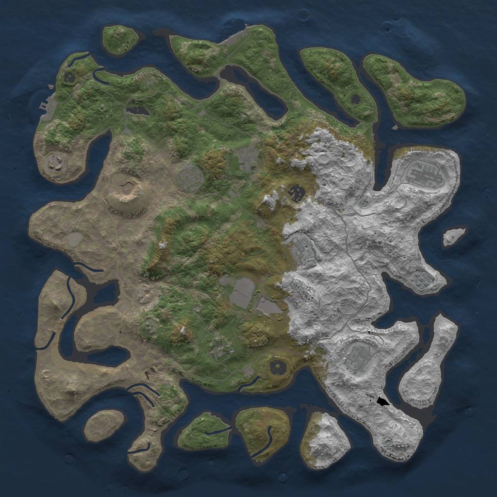 Rust Map: Procedural Map, Size: 4500, Seed: 846442, 19 Monuments