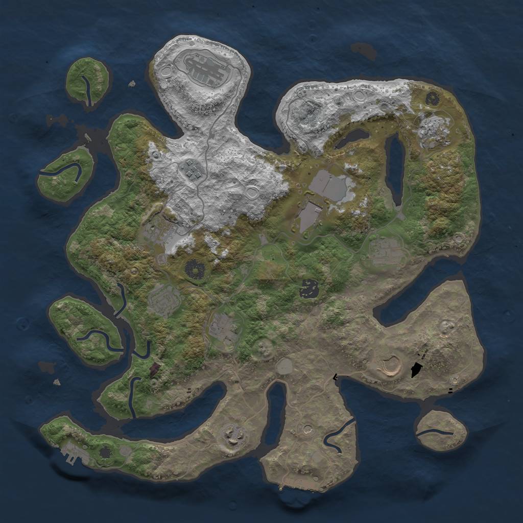 Rust Map: Procedural Map, Size: 3850, Seed: 1298094623, 19 Monuments