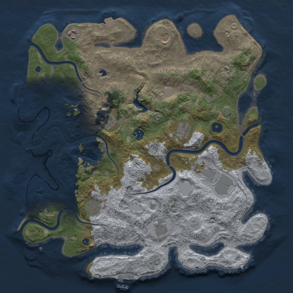 Rust Map: Procedural Map, Size: 4100, Seed: 1552300554, 16 Monuments