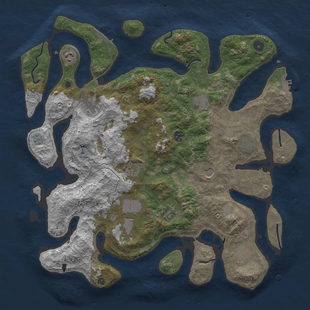 Rust Map: Procedural Map, Size: 4300, Seed: 1465213435, 19 Monuments
