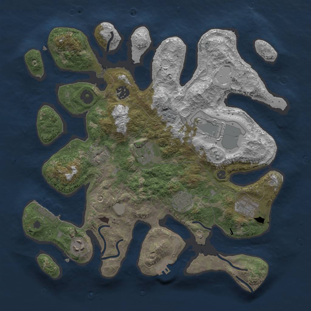Rust Map: Procedural Map, Size: 3500, Seed: 323676091, 14 Monuments