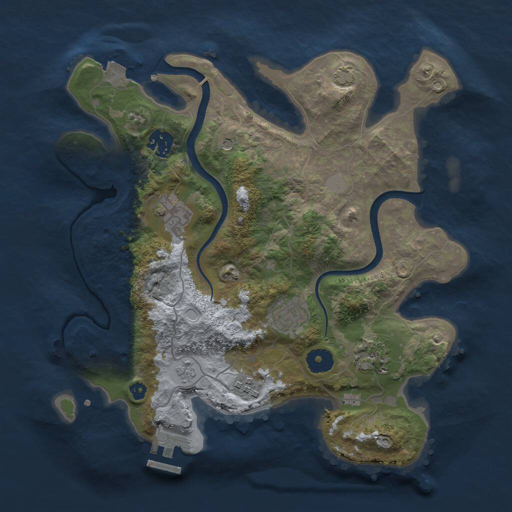 Rust Map: Procedural Map, Size: 3000, Seed: 668573, 10 Monuments