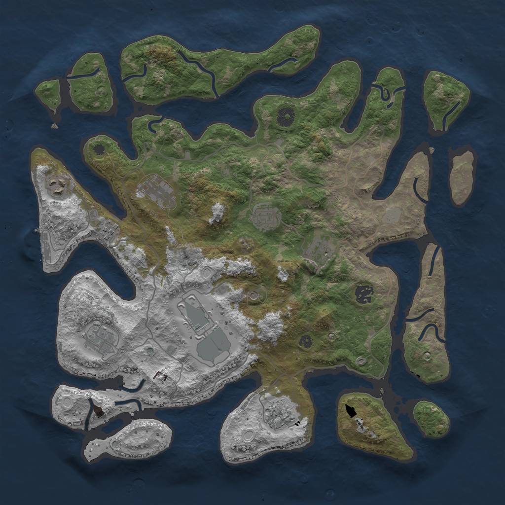 Rust Map: Procedural Map, Size: 4000, Seed: 1570033045, 16 Monuments