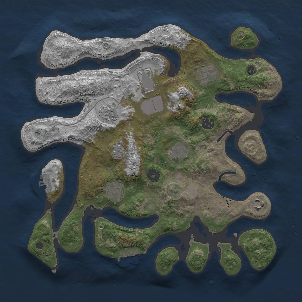 Rust Map: Procedural Map, Size: 3500, Seed: 601696121, 16 Monuments