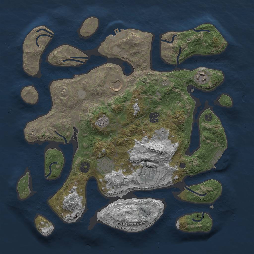 Rust Map: Procedural Map, Size: 3500, Seed: 46829506, 14 Monuments