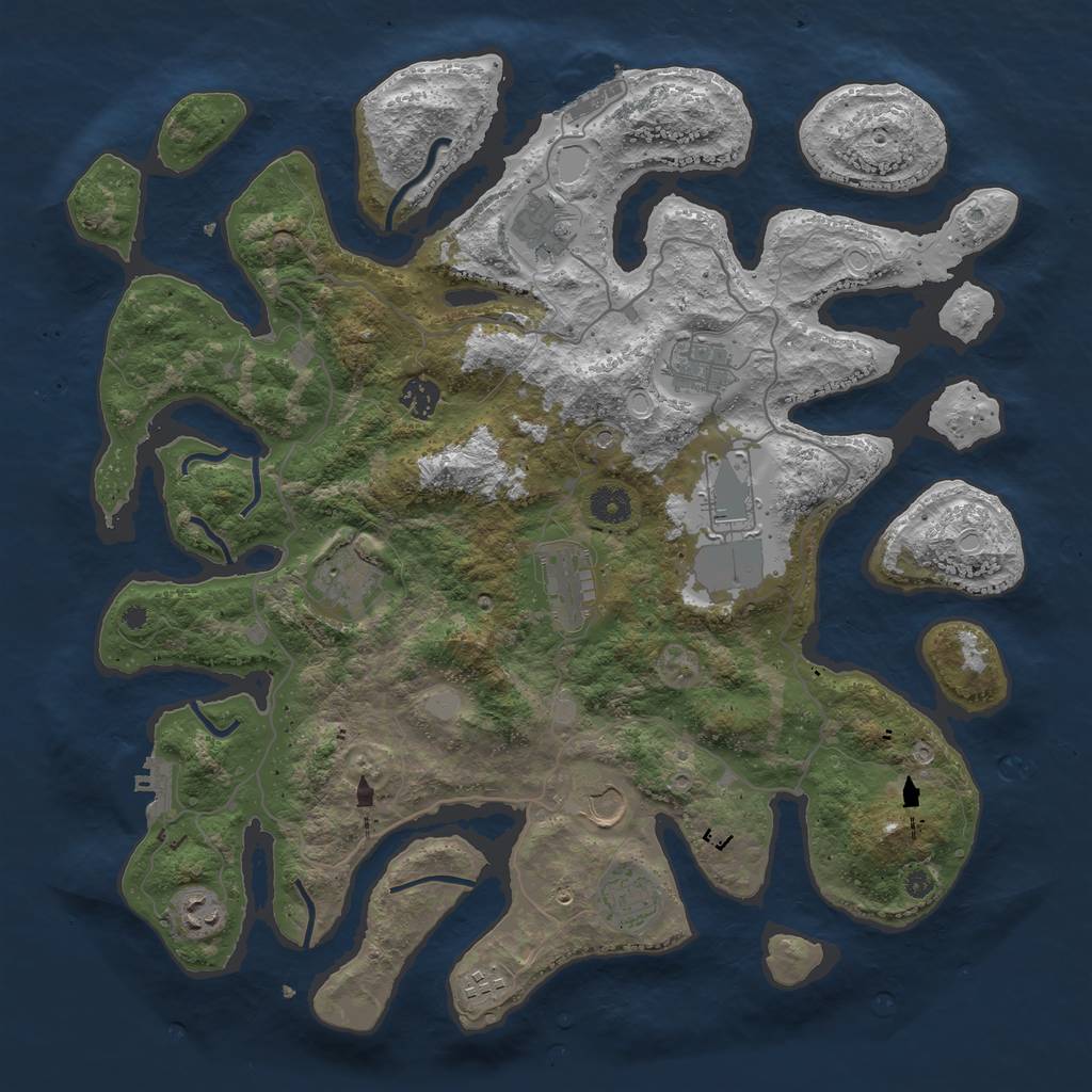 Rust Map: Procedural Map, Size: 4096, Seed: 100312, 18 Monuments
