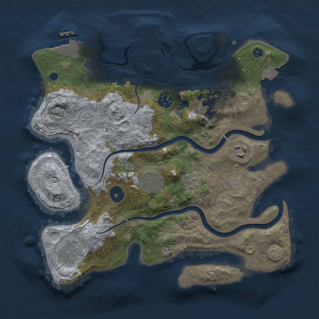 Rust Map: Procedural Map, Size: 3200, Seed: 770916909, 12 Monuments