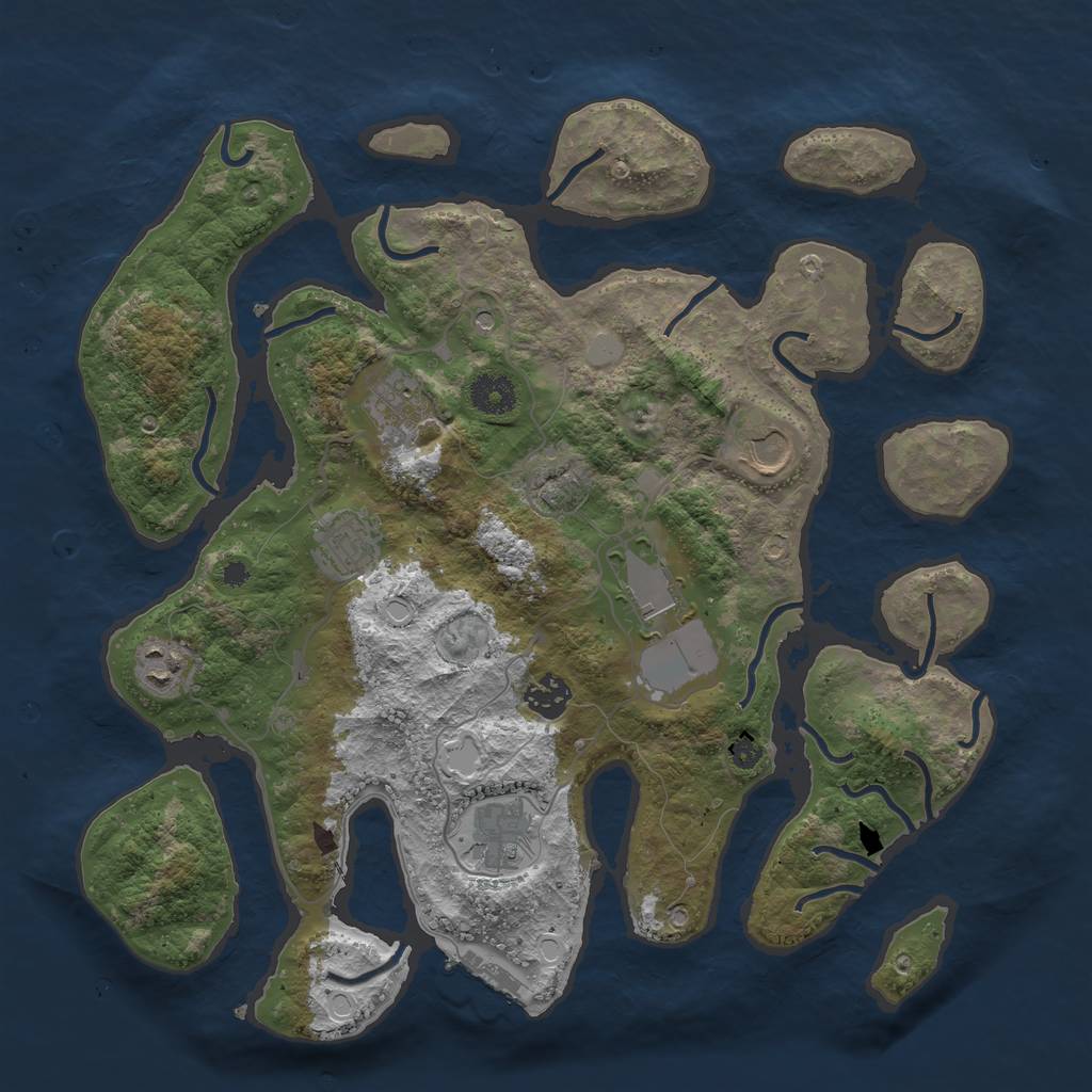 Rust Map: Procedural Map, Size: 3700, Seed: 1031840909, 14 Monuments