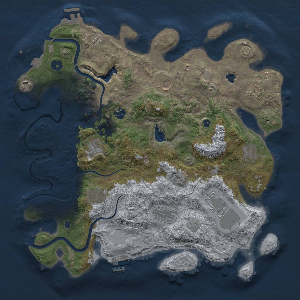 Rust Map: Procedural Map, Size: 4000, Seed: 1258169964, 16 Monuments