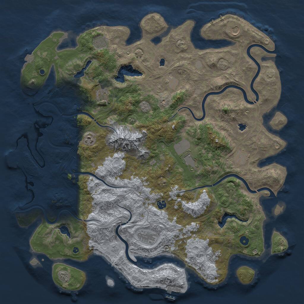 Rust Map: Procedural Map, Size: 5000, Seed: 627436510, 17 Monuments