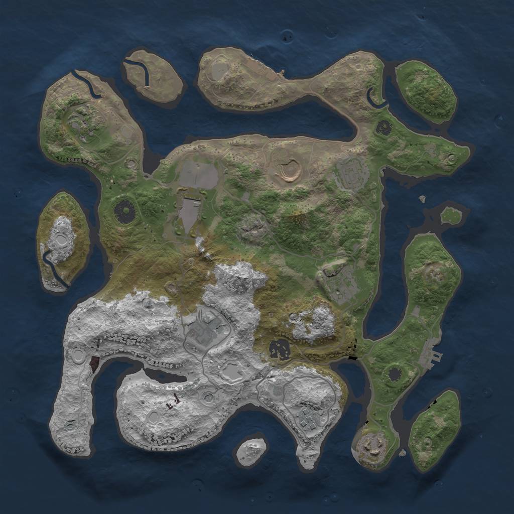 Rust Map: Procedural Map, Size: 3500, Seed: 40645234, 17 Monuments