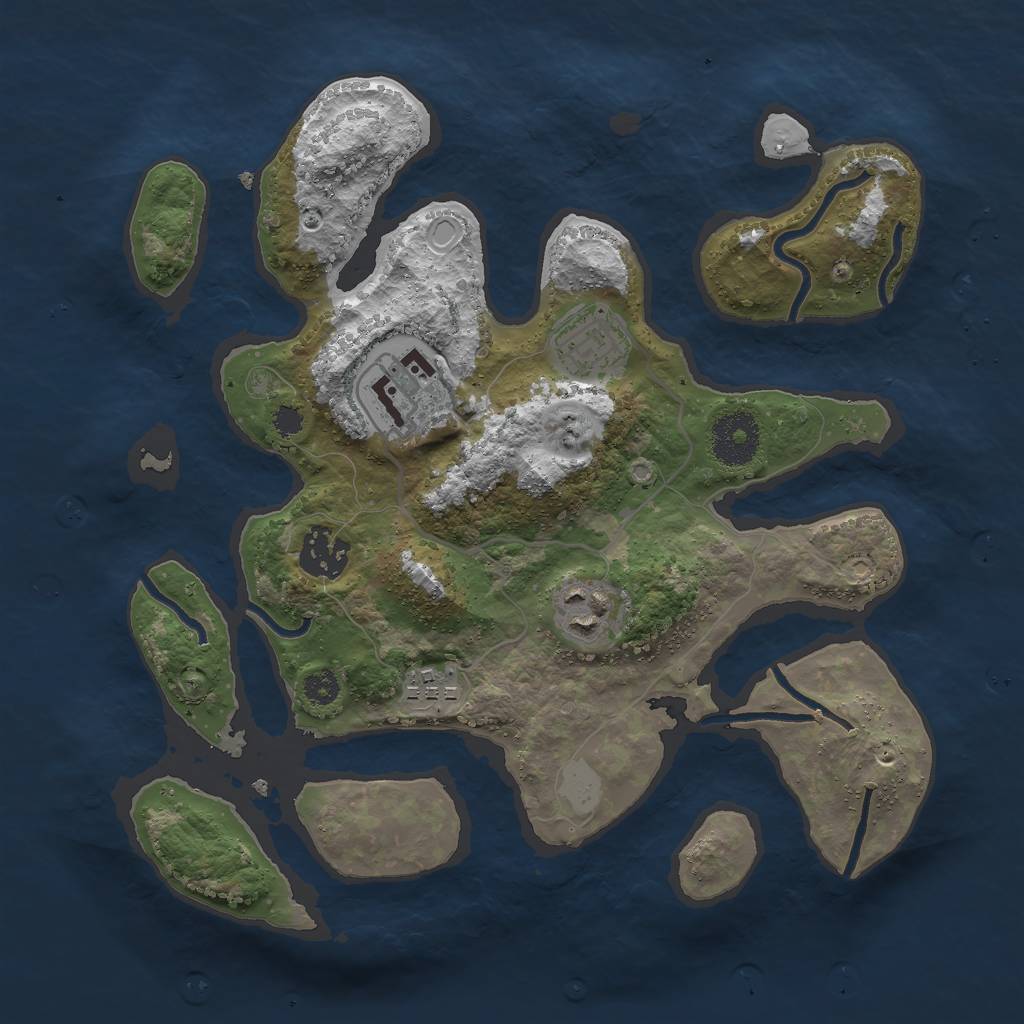 Rust Map: Procedural Map, Size: 3000, Seed: 4835, 10 Monuments