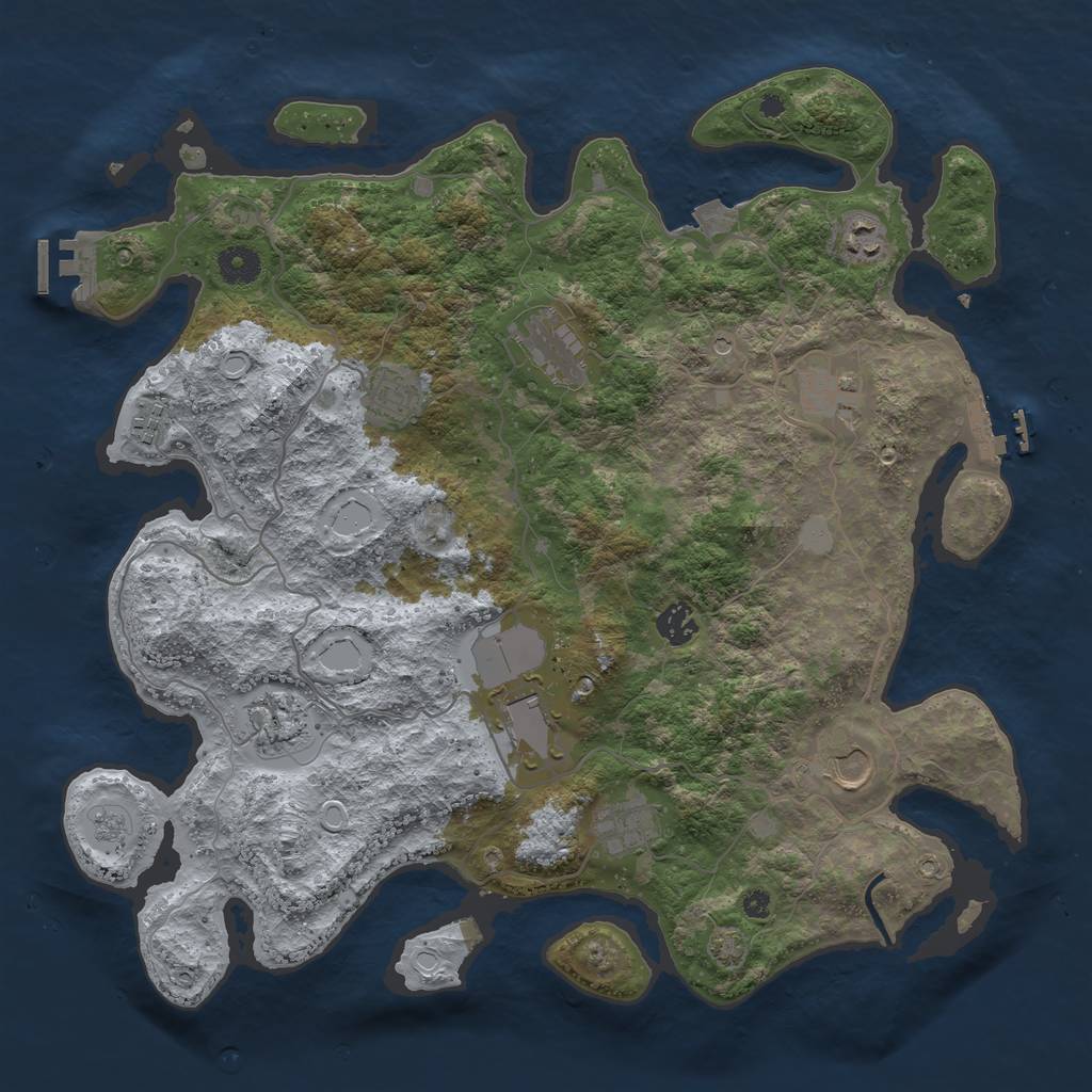 Rust Map: Procedural Map, Size: 4000, Seed: 701, 18 Monuments