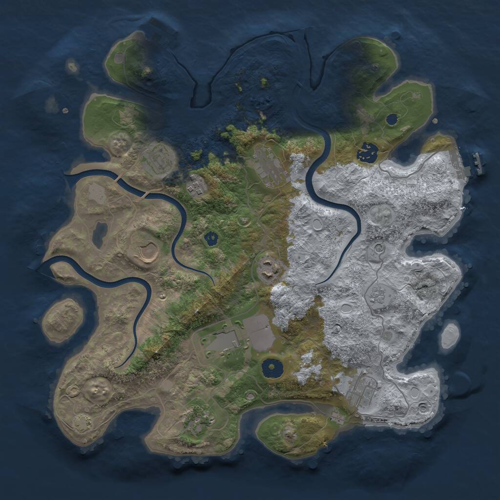 Rust Map: Procedural Map, Size: 3600, Seed: 522, 15 Monuments