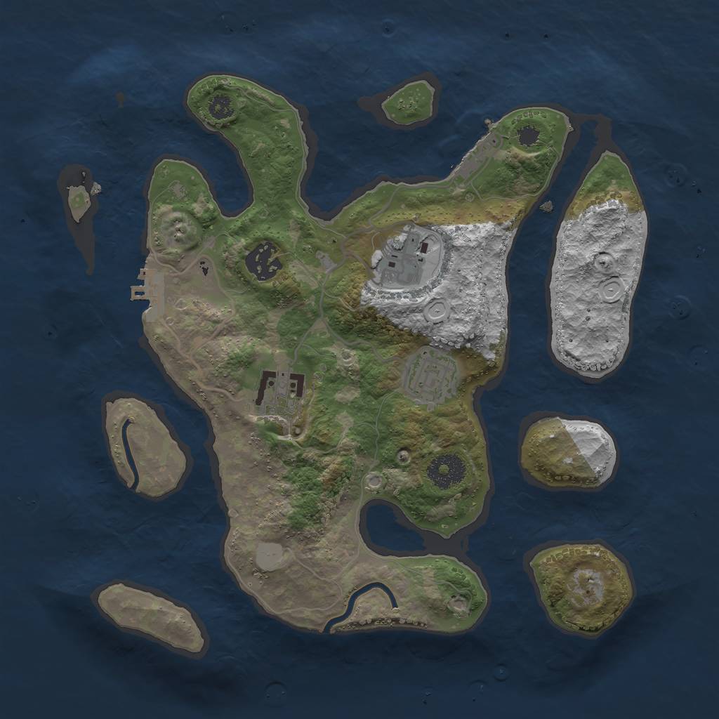 Rust Map: Procedural Map, Size: 3000, Seed: 851353, 11 Monuments